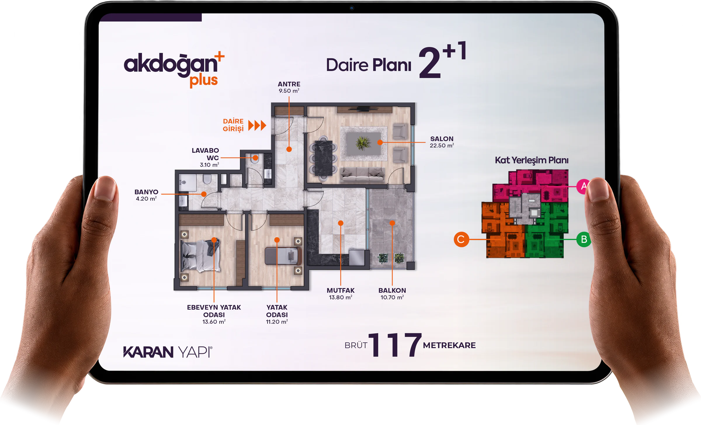 Akdoğan Plus 2+1 daire planı
